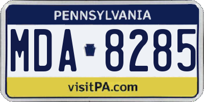 PA license plate MDA8285