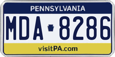 PA license plate MDA8286