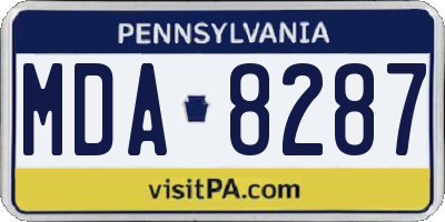 PA license plate MDA8287