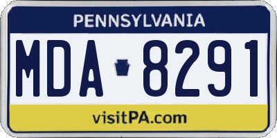 PA license plate MDA8291