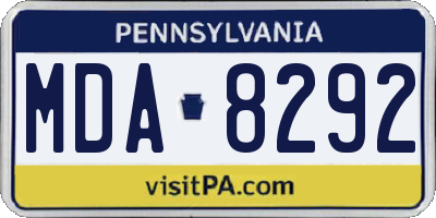 PA license plate MDA8292