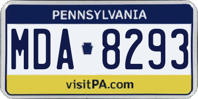 PA license plate MDA8293