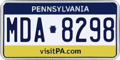 PA license plate MDA8298