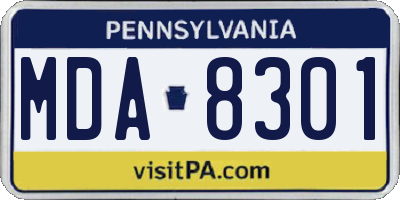 PA license plate MDA8301