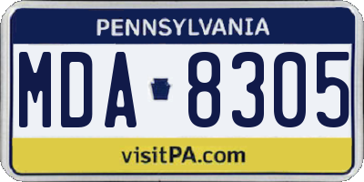 PA license plate MDA8305