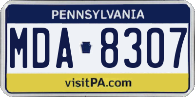 PA license plate MDA8307