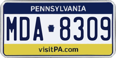 PA license plate MDA8309