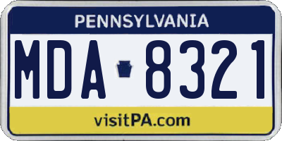 PA license plate MDA8321