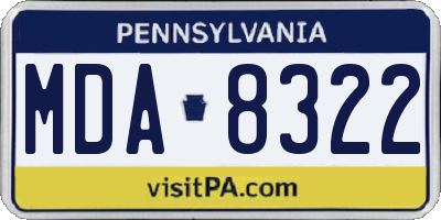 PA license plate MDA8322