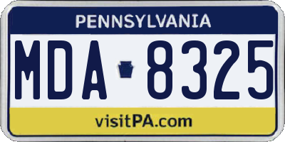 PA license plate MDA8325