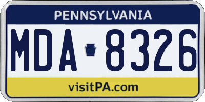 PA license plate MDA8326