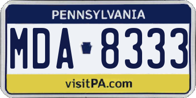 PA license plate MDA8333