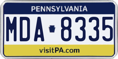 PA license plate MDA8335