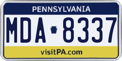 PA license plate MDA8337