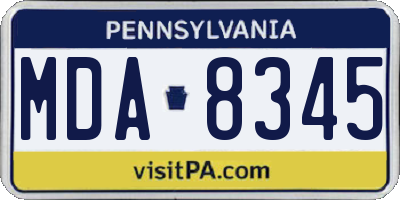 PA license plate MDA8345