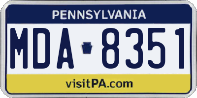 PA license plate MDA8351