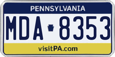 PA license plate MDA8353