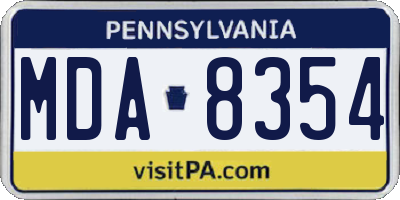 PA license plate MDA8354