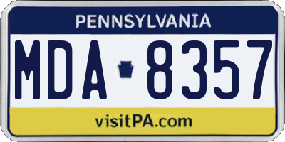 PA license plate MDA8357