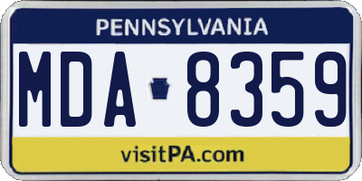 PA license plate MDA8359