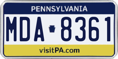 PA license plate MDA8361