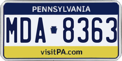 PA license plate MDA8363