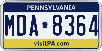 PA license plate MDA8364