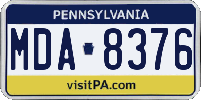 PA license plate MDA8376