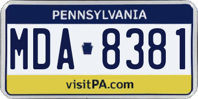 PA license plate MDA8381