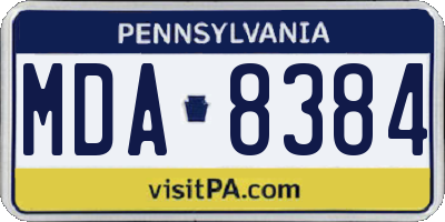 PA license plate MDA8384