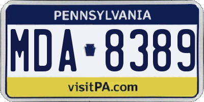 PA license plate MDA8389