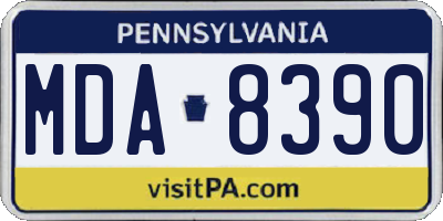 PA license plate MDA8390