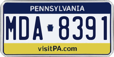 PA license plate MDA8391