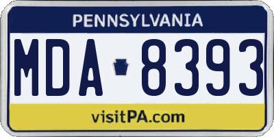 PA license plate MDA8393
