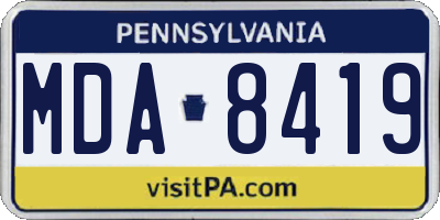 PA license plate MDA8419