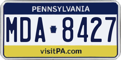 PA license plate MDA8427