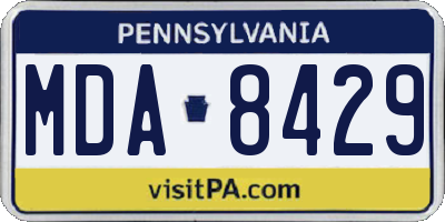 PA license plate MDA8429