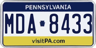 PA license plate MDA8433
