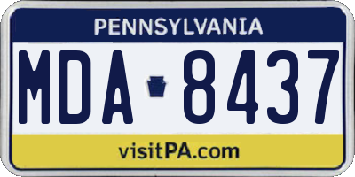 PA license plate MDA8437