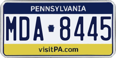 PA license plate MDA8445