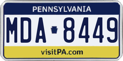 PA license plate MDA8449
