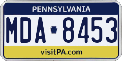 PA license plate MDA8453