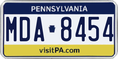 PA license plate MDA8454
