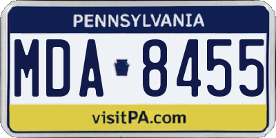 PA license plate MDA8455