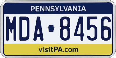 PA license plate MDA8456
