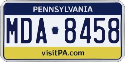 PA license plate MDA8458