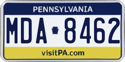 PA license plate MDA8462