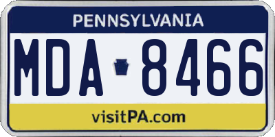 PA license plate MDA8466