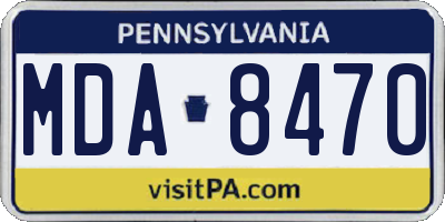 PA license plate MDA8470