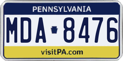 PA license plate MDA8476
